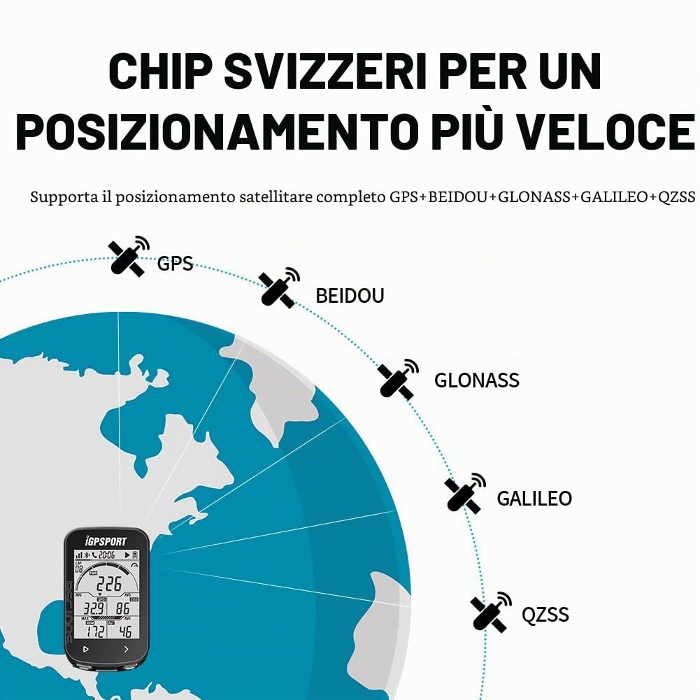 IGPSPORT GPS Bike Computer Wireless Ciclo Computer Impermeabile Compatibile Velocità Cadenza Sensore Frequenza Cardiaca