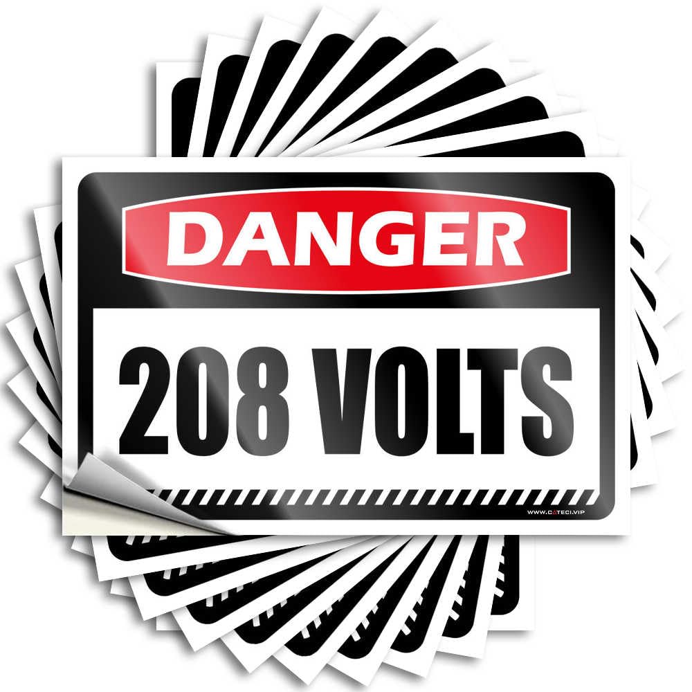 Guest Nice Bumper | Danger 208 Volts Golden for Motorcycle Decor(8X12CM)