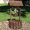 Sunnydaze outdoor wooden wishing well garden planter with hanging flower bucket 45 inch  urban country home decor
