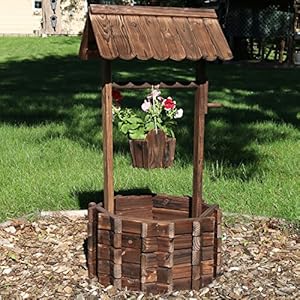Sunnydazeoutdoorwoodenwishingwellgardenplanterwithhangingflowerbucket45inch Urban Country Home Decor Sunnydaze outdoor wooden wishing well garden planter with hanging flower bucket 45 inch urban country home decor