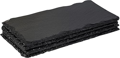 Juego de 4 tablas de charcutería de pizarra negra, tablas de queso, platos individuales de piedra para queso, carne, aperitivos