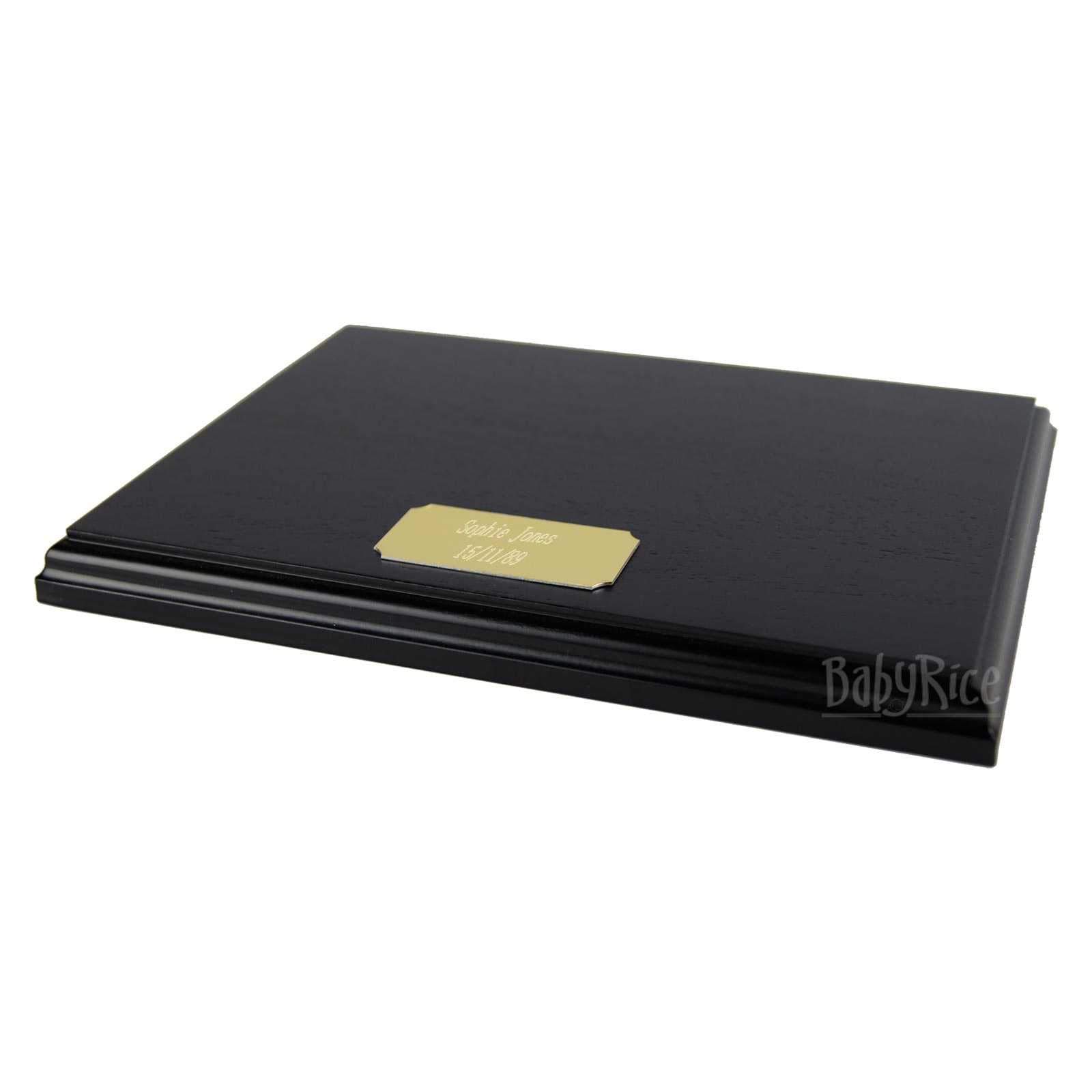 BabyRice 8x6” Black Display Plinth Base for Ornament, Trophy, Award, Castings with Engraved Gold Plaque
