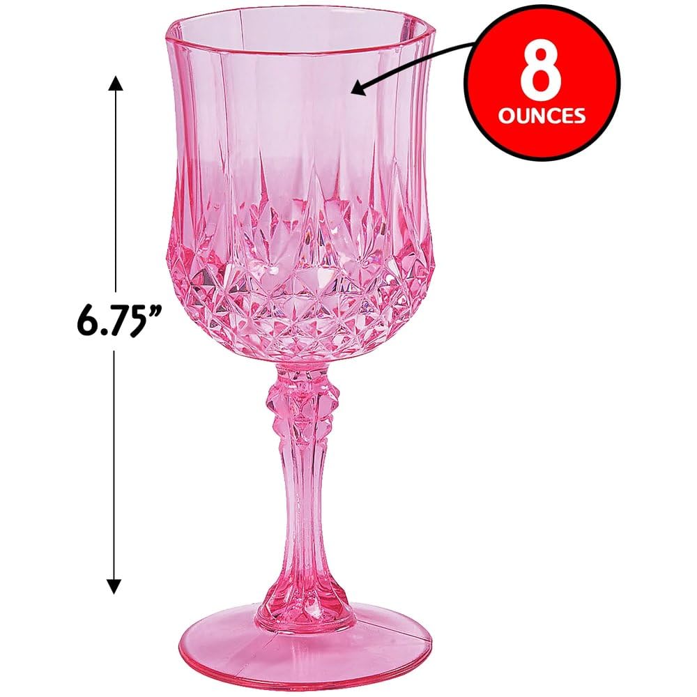 Fun Express Weingläser, Kunststoff, gemustert, Rosa, 12 Stück