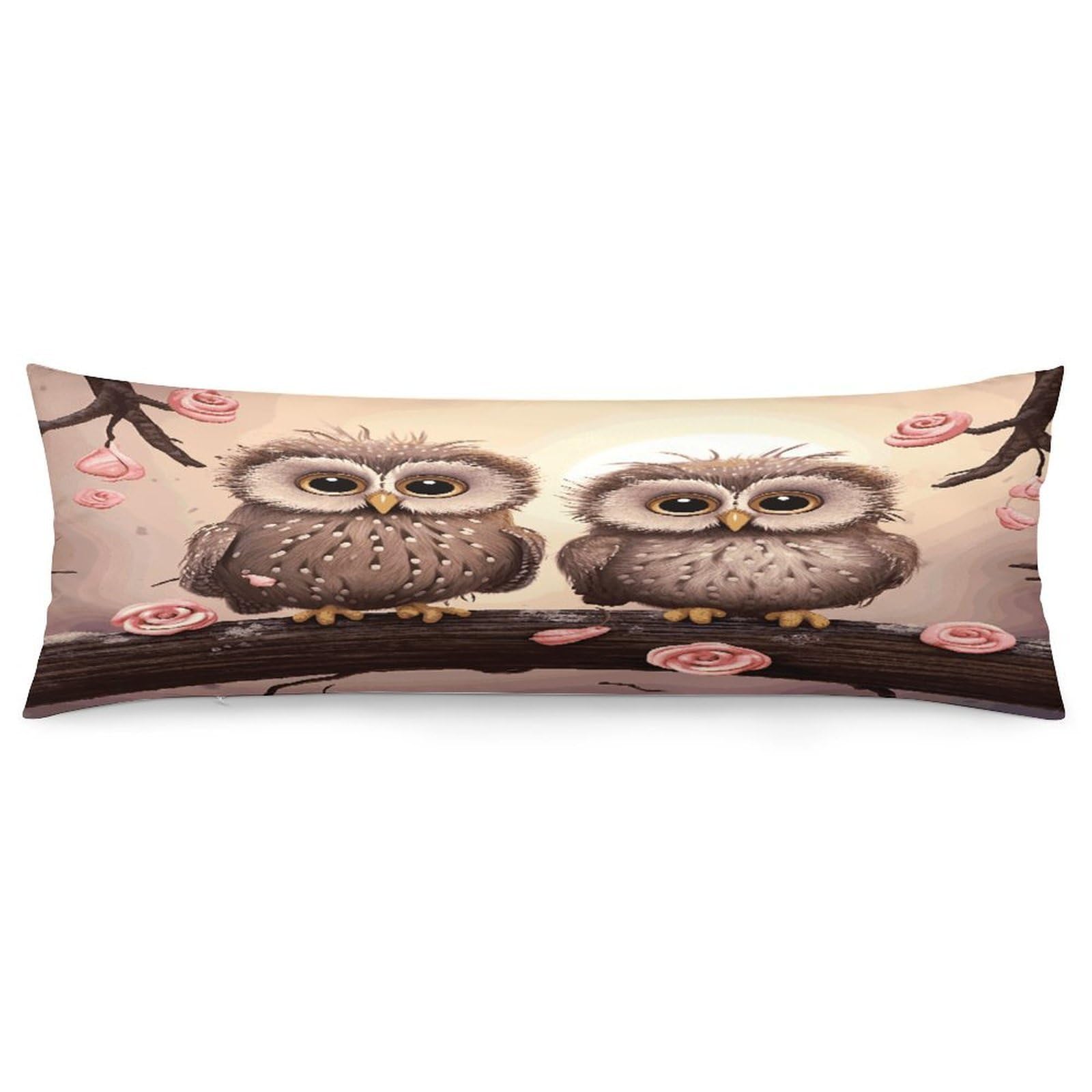 Cute Owls Body Pillow Cover Soft Full Long Pillow Cover Decorative Large Pillow Case Cozy Body Pillow Pillowcase Pillow Shams for Bed Sofa Couch Room Decor 18.9 X 53 Inch