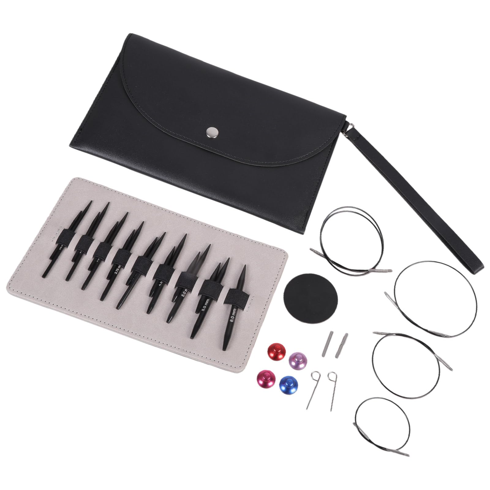 Round Knitting Needle 3.0-6.0mm Interchangeable Circular Needle Set with Case & Accessories for