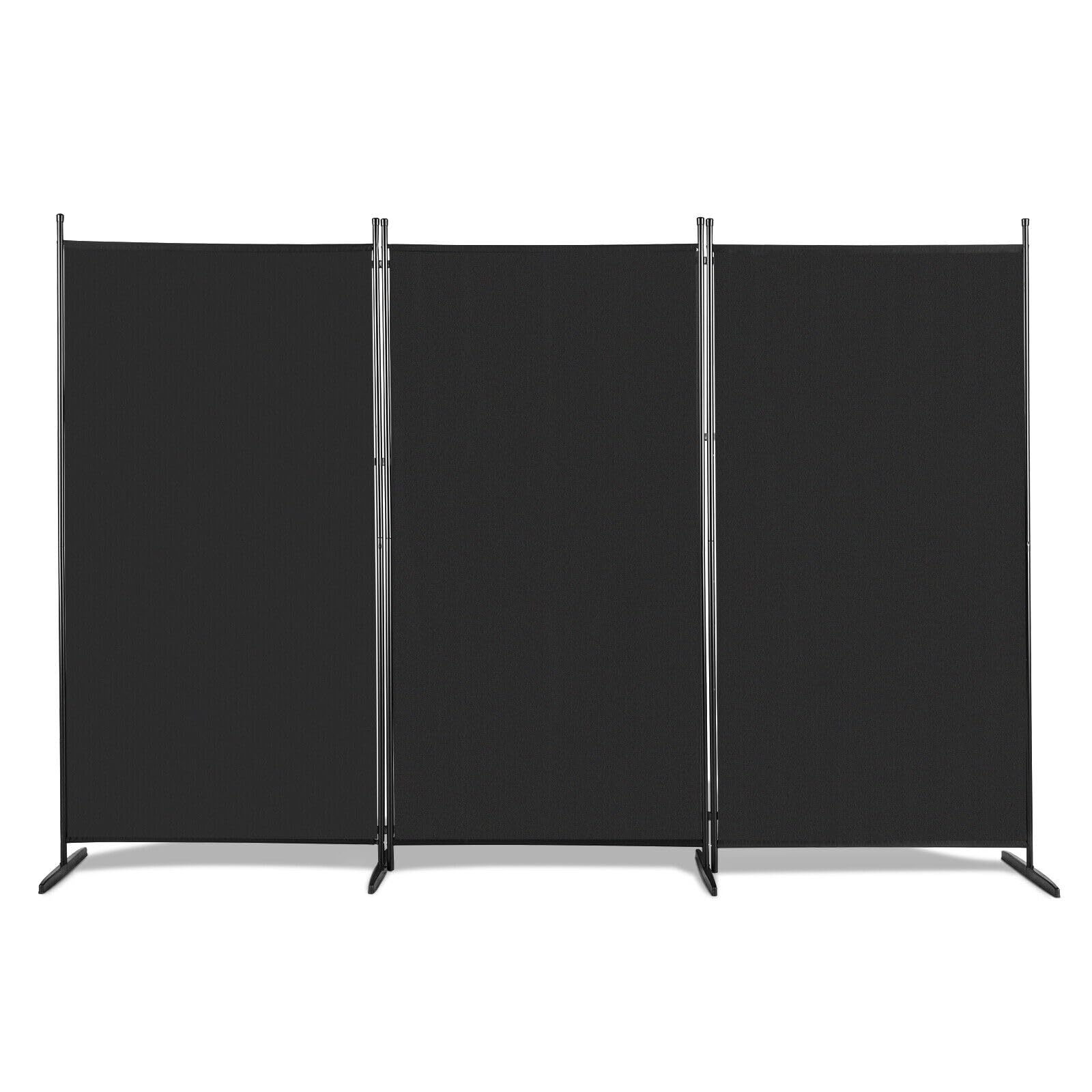 GeRRiT 3 Panel Room Divider Folding Privacy Screen Wall Partition Home Office Separator, Black, rxze001