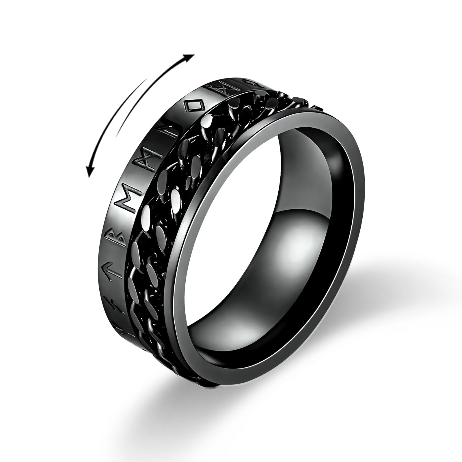 MERTTURM Anello Antistress Uomo, Anello Uomo Acciaio Inossidabile, Catena Rotante per Calmi Ansia Fidget Anelli, Gioiello Maschile Vintage-Regalo per Festa del Papà, San Valentino, Natale, Nozze