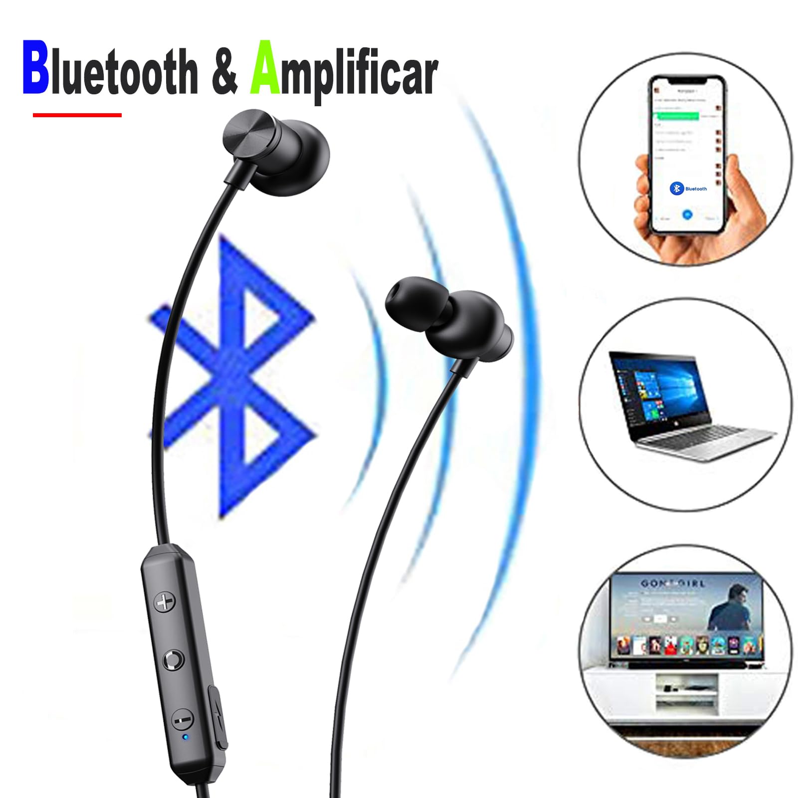 Wzmacniacz słuchowy do noszenia na szyi Aparat słuchowy z 16 kanałami Bluetooth Akumulator Słuchawki z wyraźnym wzmocnieniem dźwięku