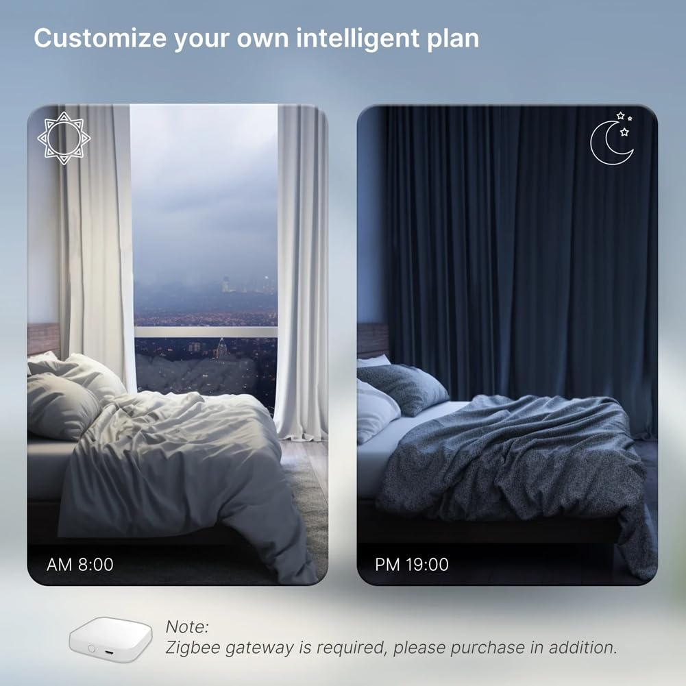 Tuya Zigbee Motor de Cortina Inteligente Abridor de Cortinas EléCtrico SúPer Silencioso para Riel de Cortina Control Remoto para Alexa Enchufe UE