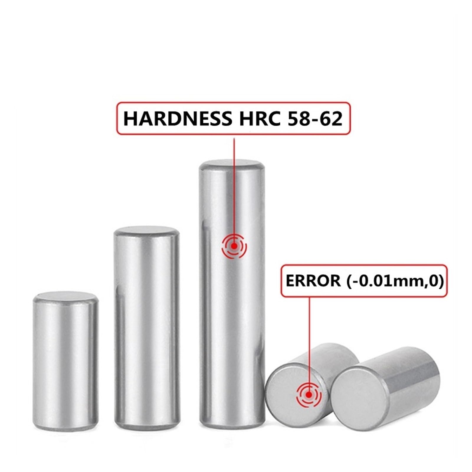 Pasadores cilíndricos macizos de Acero for cojinetes HRC62 M4 GB119 Pasador Paralelo Fijo de ubicación Altamente endurecido(40mm)