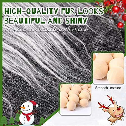 runrayay 12Pcs Pre-Cut Gnome Beard for Crafting Grey Faux Fur Fabric Handmade Dwarf Beard with 12Pcs Wooden Balls Nose for Festival Home Decor Diy - Image 3
