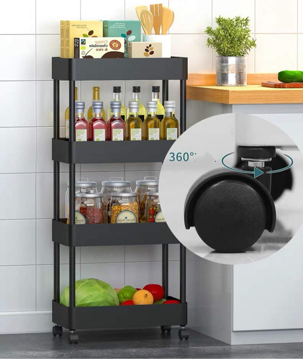 Chariot De Rangement 3 étagères Avec Roulettes - 69 X 33 Cm - Blanc Ou Noir - Multifonction Pour Cuisine, Salle De Bain, Salon