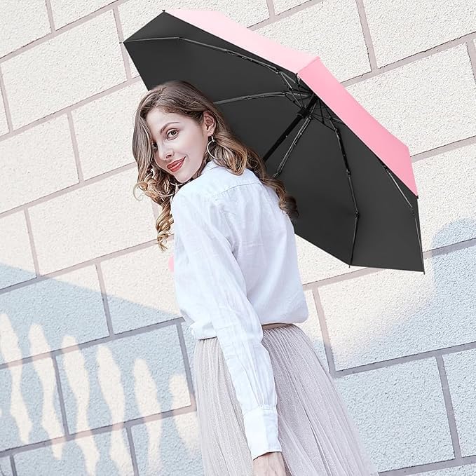 Image of Umbrella, Mini Folding Windproof & Compact UV Umbrella for Sun Protection Rain Windproof Strong Large 3 Fold for Women Handbags,3 Fold for Men Women, Stylish & Compact