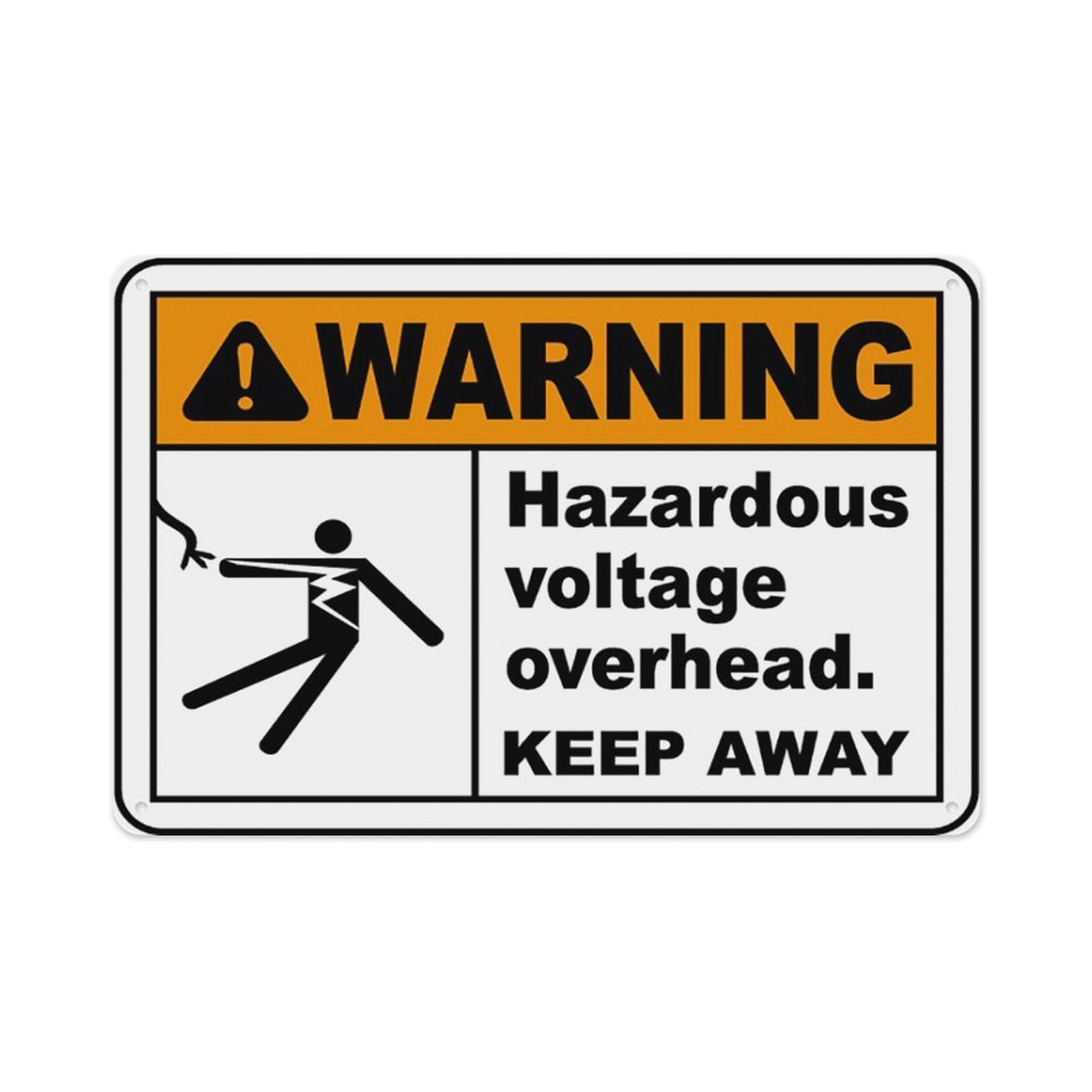 peiyeety Hazardous Voltage Overhead Sign Aluminum Tin Warning Signs For Home Outdoor Garden 8X12 Inches