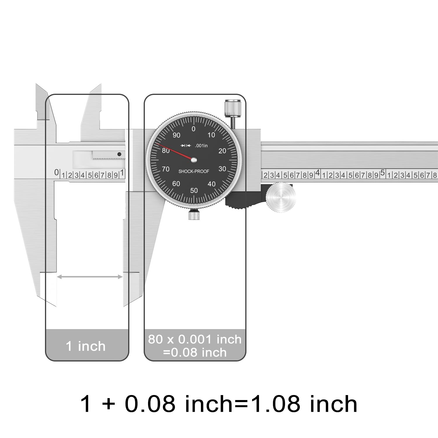 Mikrometr, mikrometr maszynowy 1-2", zestaw podziałek 0,0001", suwmiarka tarczowa, suwmiarka precyzyjna, odporna na wstrząsy, zakres 0-6"