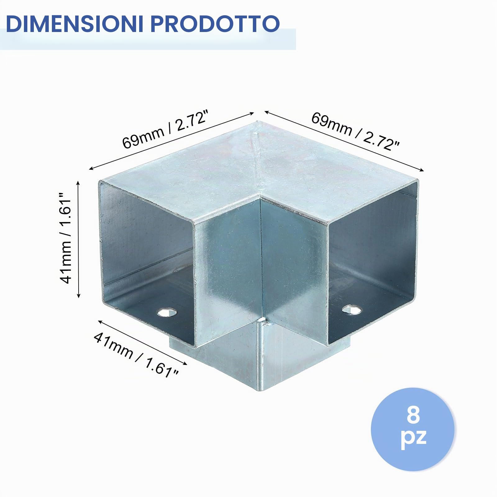 sourcing map Kit di staffe per gazebo a 3 vie, staffa angolare ad angolo retto per la lavorazione del legno, kit fai da te per base per pali da 4,1 x 4,1 cm, per esterni, patio, gazebo, capanne di