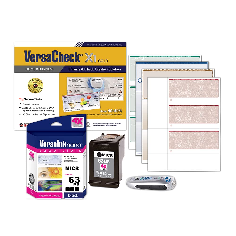 VersaCheck63 MICR Black Printer Conversion Kit - The Easy Way to Convert Any Printer Using HP 63 Black Ink cartridges into a Bank Compliant MICR Printing Solution