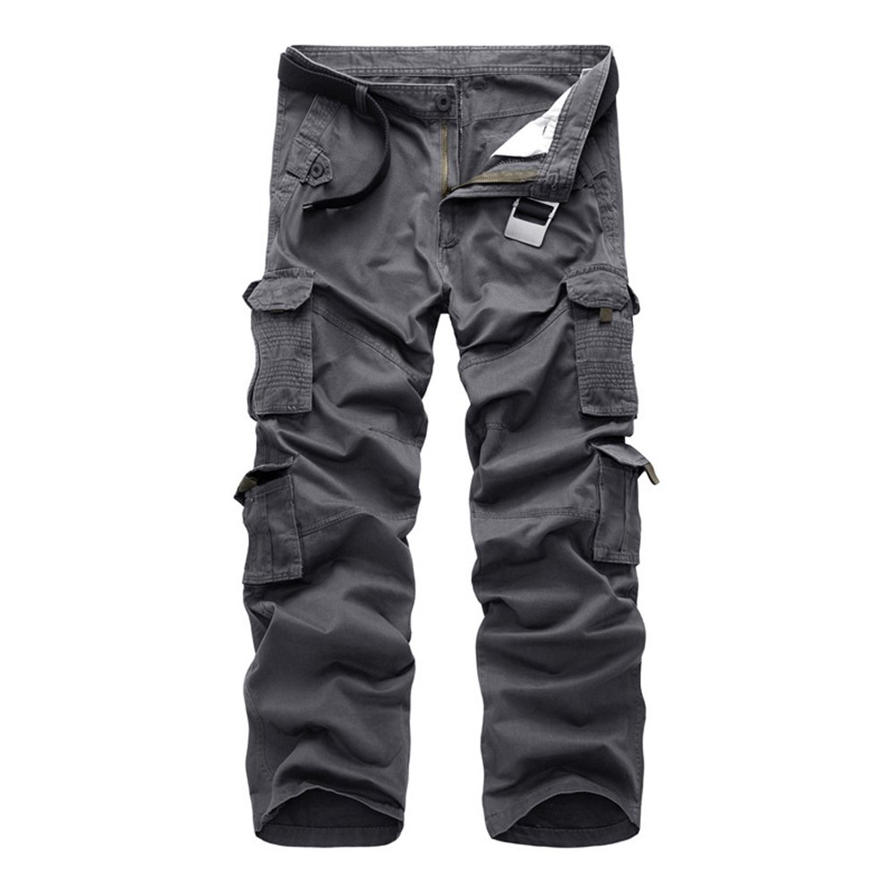 Rmine Men's Cargo Trousers with Multiple Pockets Cotton Casual Trousers Loose Fit Work Trousers (without Belt)
