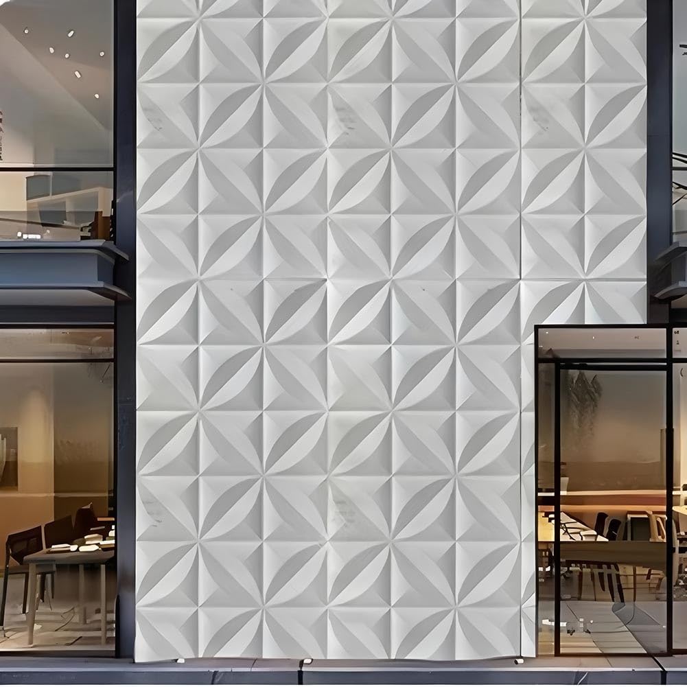 Pannelli Murali 3D in PU per Decorazioni D'interni, Piastrelle Murali 3D con Texture A Quadrifoglio Mattoni Profilati in PU Leggeri per Decorazioni D'interni Fai da Te(Bianco,16PCS)