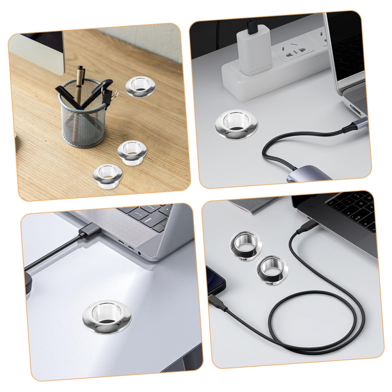 Balacoo 20pcs Cable Holder Desk Under Desk Cable Organizer Cord Grommets Desktop Wire Grommet Organizer