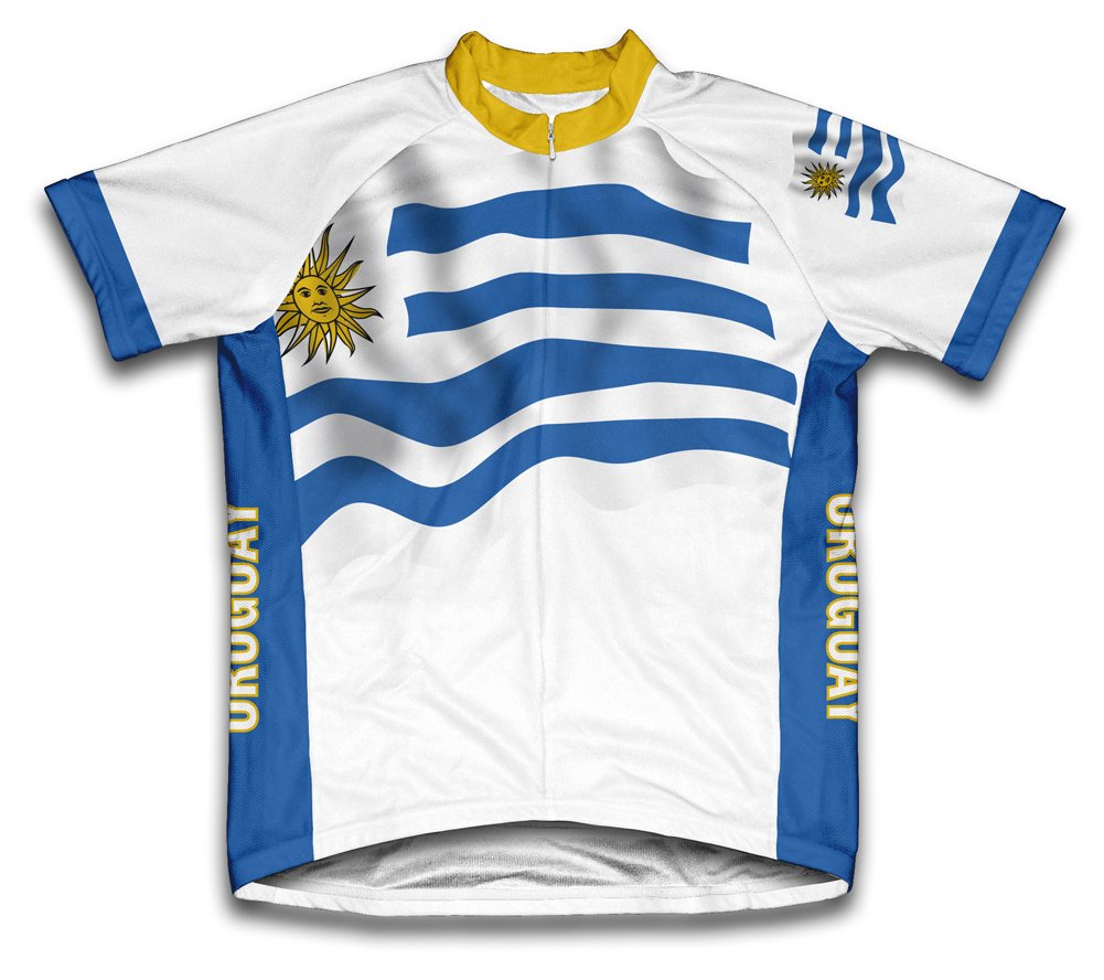 ScudoPro Uruguay Flag Short Sleeve Cycling Jersey for Men - Size 3XL