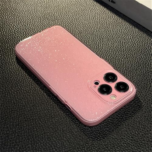 Coque souple en silicone antichoc rose pailleté compatible iPhone 15 Pro Max