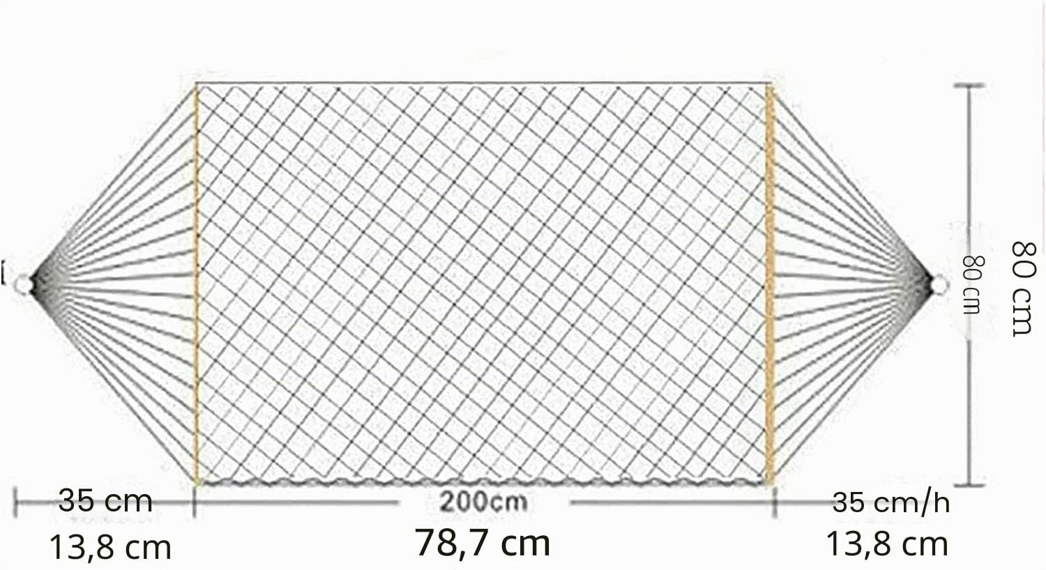 Amaca da campeggio all'aperto Amaca In Rete Intrecciata 200 * 80 Cm In Corda Super Traspirante An-ti-rotolamento Per Interni Ed Esterni Balcone Giardino Campeggio Spiaggia 200 Kg Di Carico