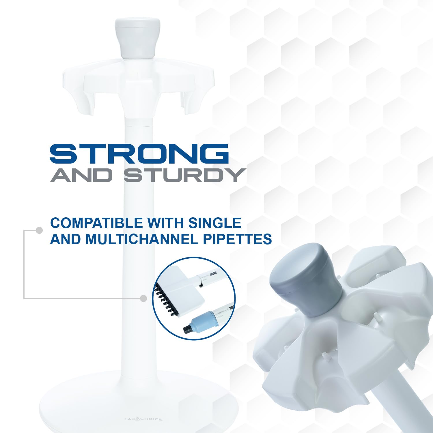 LabChoice - Soporte redondo para pipetas - Soporte de carrusel para hasta 6 micropipetas de laboratorio - Fácil montaje, base resistente - Equipo de laboratorio