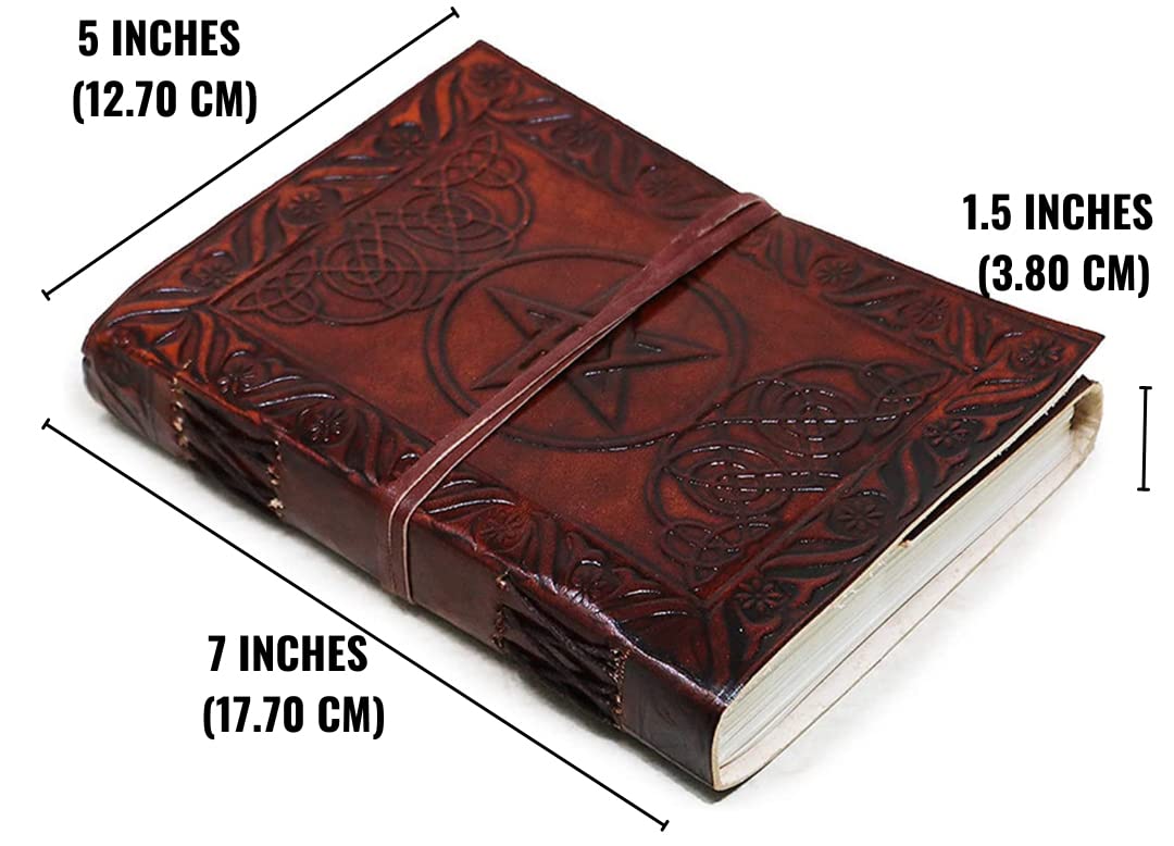 18 Cm Notebook Taccuino Pentagramma Stella Foglie Diario Agenda Quaderno Album Fatto a Mano Copertina in Pelle Grimorio Bianco Personale Di Viaggio Regalo Vintage Journal