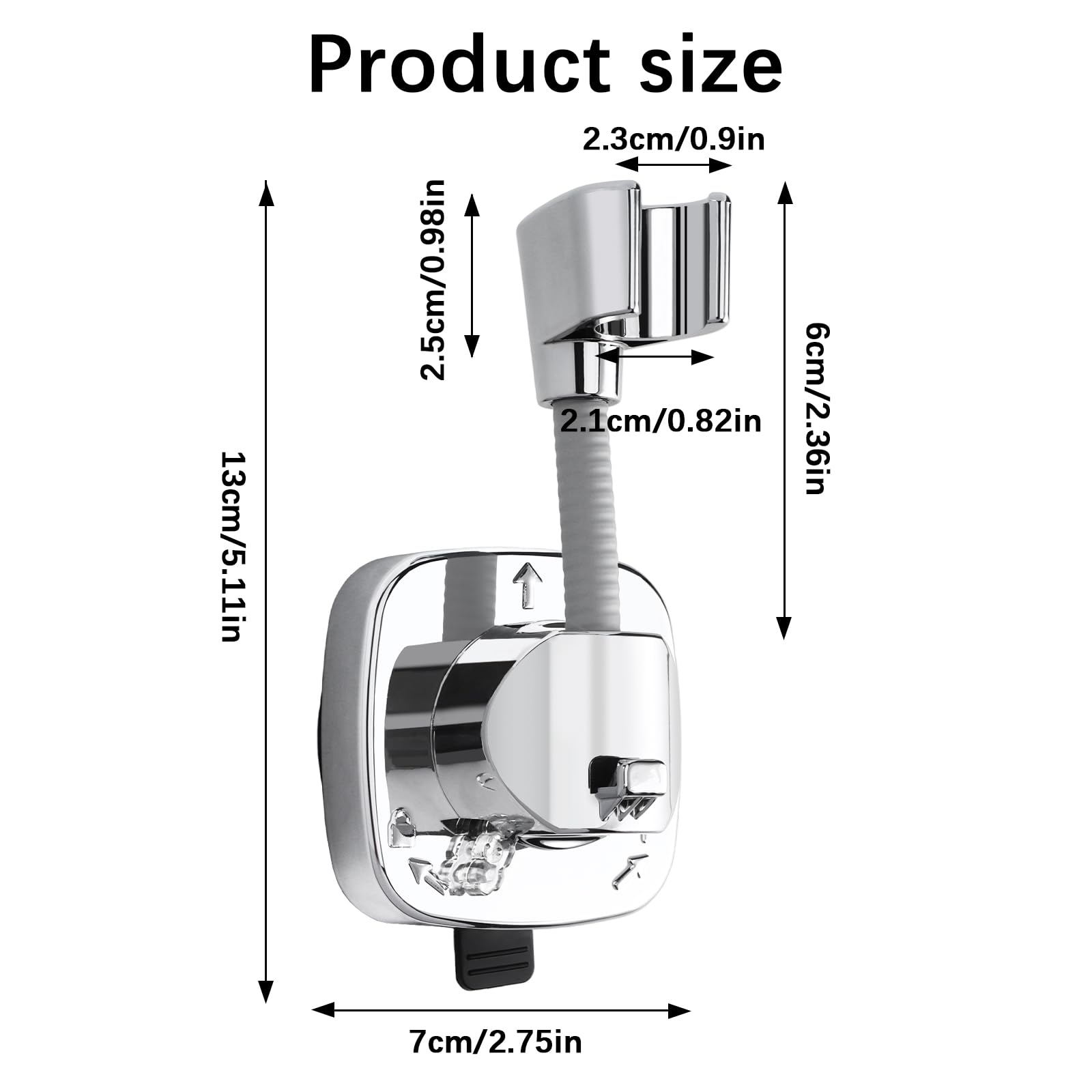 Supporto per soffione doccia senza foratura, supporto per doccetta, supporti per soffione doccia, ruotabile a 360°, con ventosa