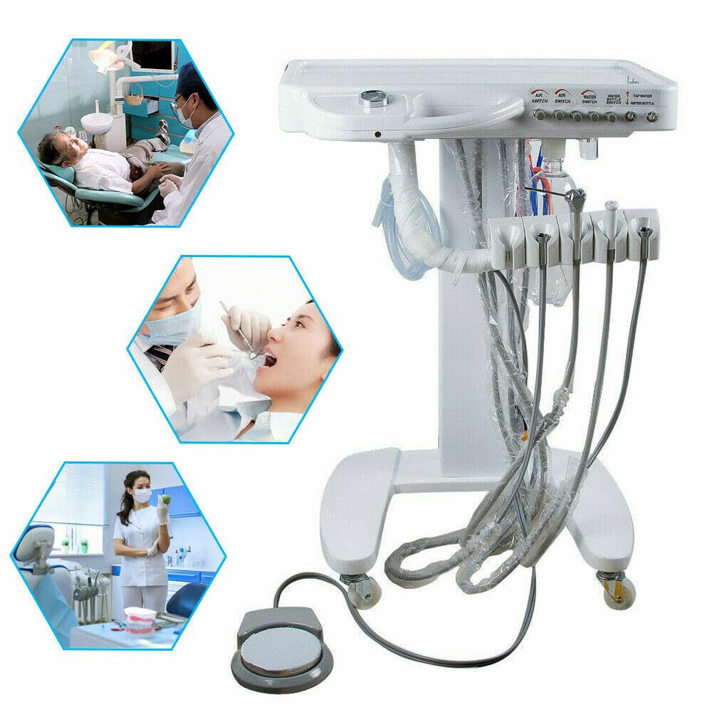 Carrello auto portatile a 4 fori per dentisti, carrello per dentisti con presa, carrello di trasporto per clinica di laboratorio medico