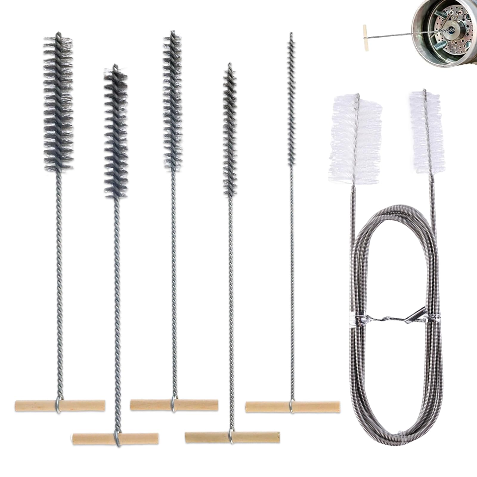 Conjunto de 6 Piezas Botella de Limpieza Cepillos Botella de Limpieza Cepillos Nylon Cepillos de Botella Cepillo de Alambre de Taladro Multifuncional Herramienta de Limpieza para Tuberías Robusto