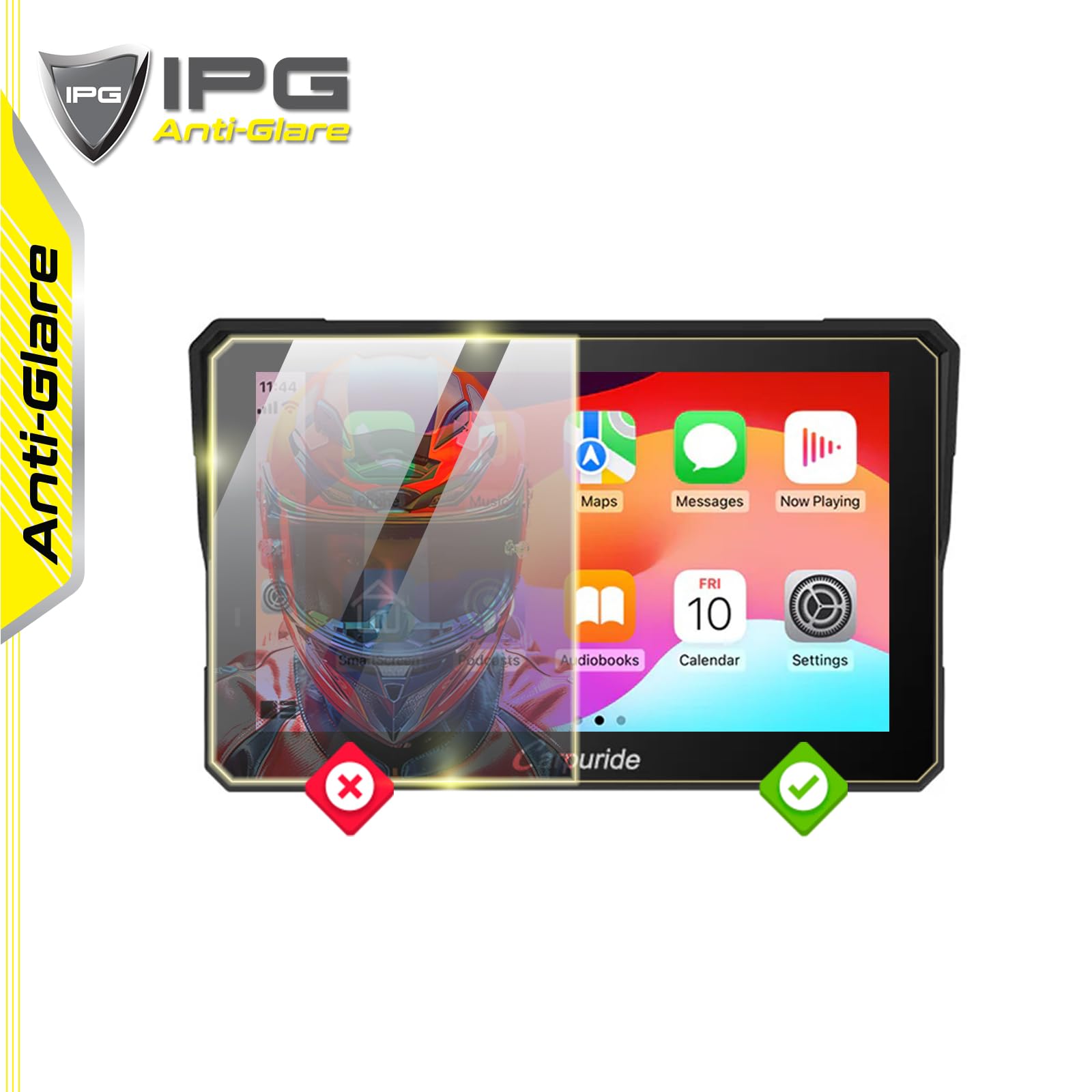 IPG Film de protection d'écran anti-reflet pour moto CarPlay BMW CarPlay de CarPlay de 17,8 cm, parfait pour une utilisation en extérieur