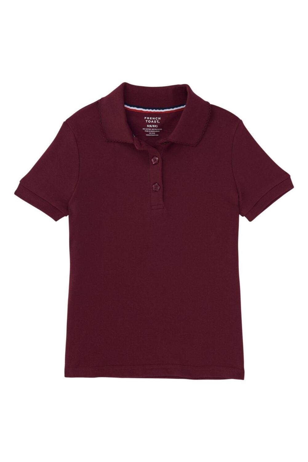 French Toast Girls Short Sleeve Interlock Polo with Picot Collar