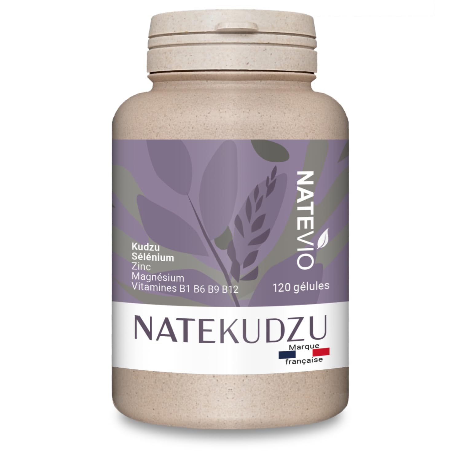 NATEKUDZU - 120 gélules - Complexe Renforcé 8 actifs (Kudzu - Zinc - Magnésium - Selenium - Vit B1 B6 B9 B12) Sevrage efficace - Complément alimentaire stress - Fabriqué en France