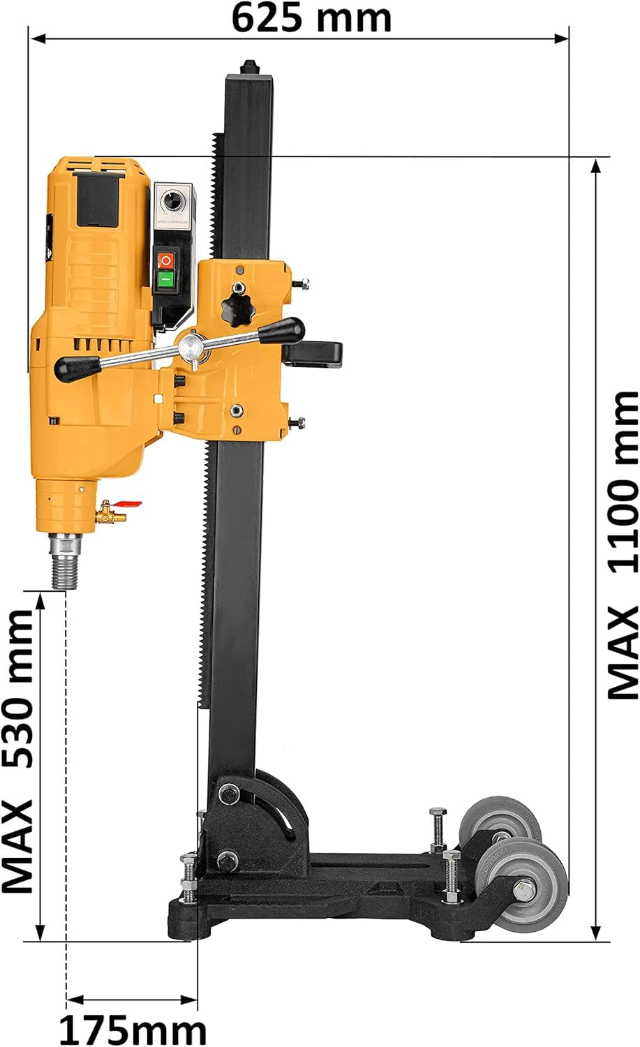 Kernbohrgerät 4350 W neigbarer Kernbohrständer mit Transportrollen Diamant Kernbohrmaschine 760 U/min 230 V PRCD-Schutzschalter Nass Trockenbohrungen
