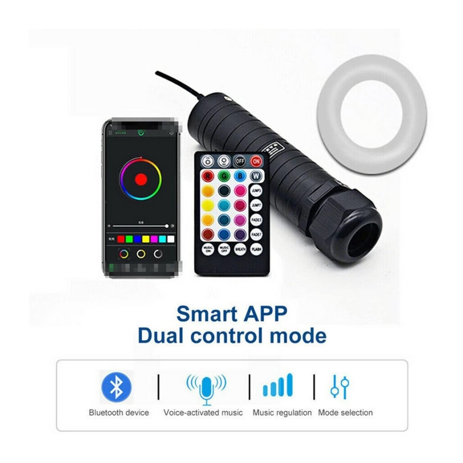 RGB LED Fibra óptica Luz de Coche Techo Star Lights Aire Rf estrella control remoto DIRIGIÓ techo fibra,Ambiente Romántico(200PCS 0.75X2M)