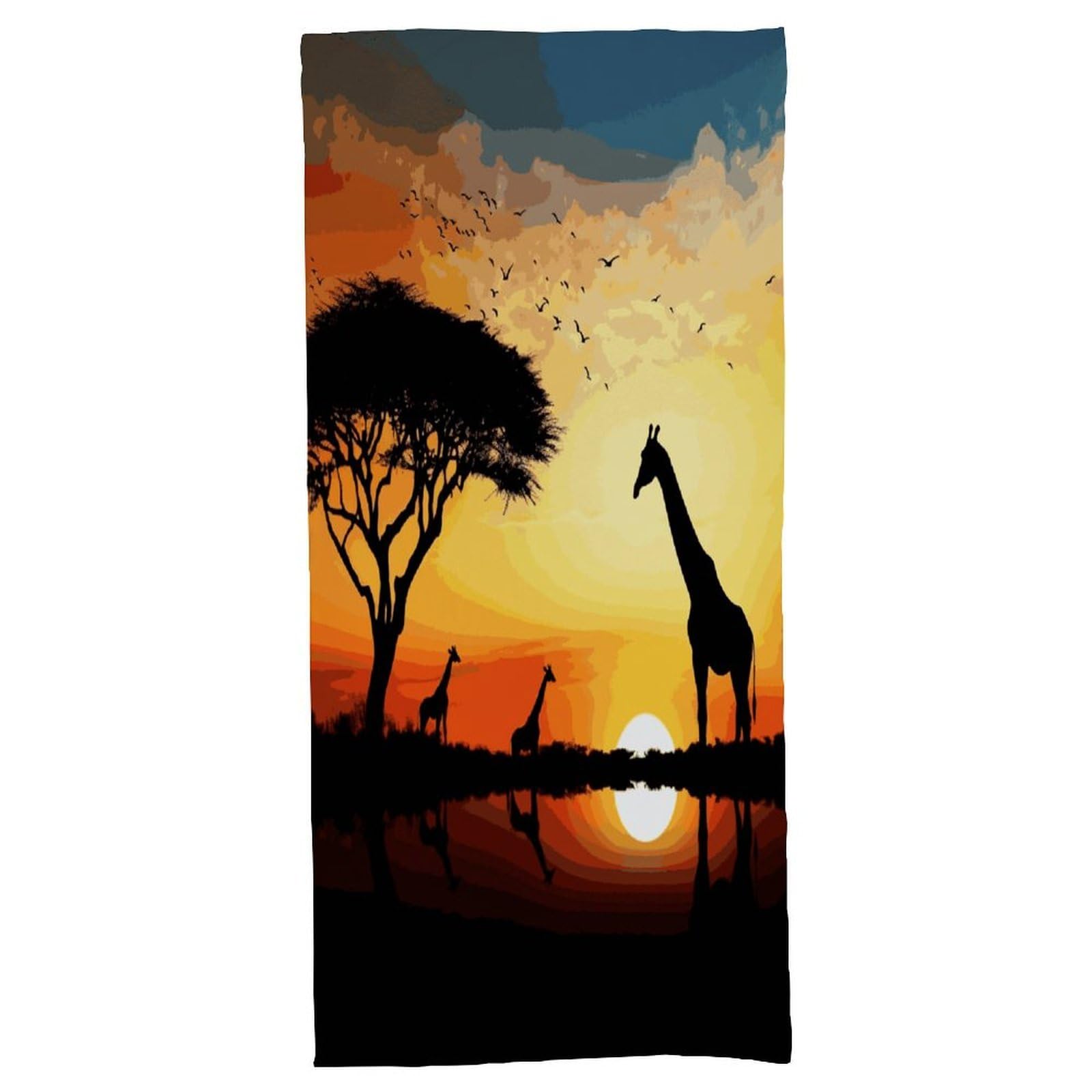 Fekiloot Men's Style Giraffe Sunset Bath Towel Highly Absorbent,Beach Towels For Wo,Pool Towel Bathroom Essential For Beach,Gym,Travel, Camp