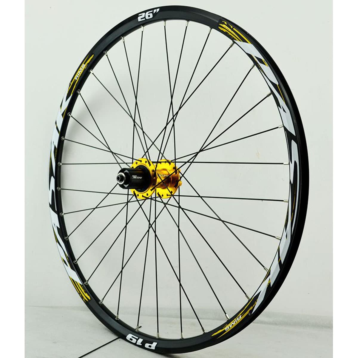 TUJISEK MTB Ruote per Bicicletta 26 27,5 29 Pollici Ruota per Mountain Bike Doppio Muro Cerchio in Lega Rilascio Rapido 7-12 velocità Cassetta Ruota Libera Freno A Disco 32H(Gold 3,26in)