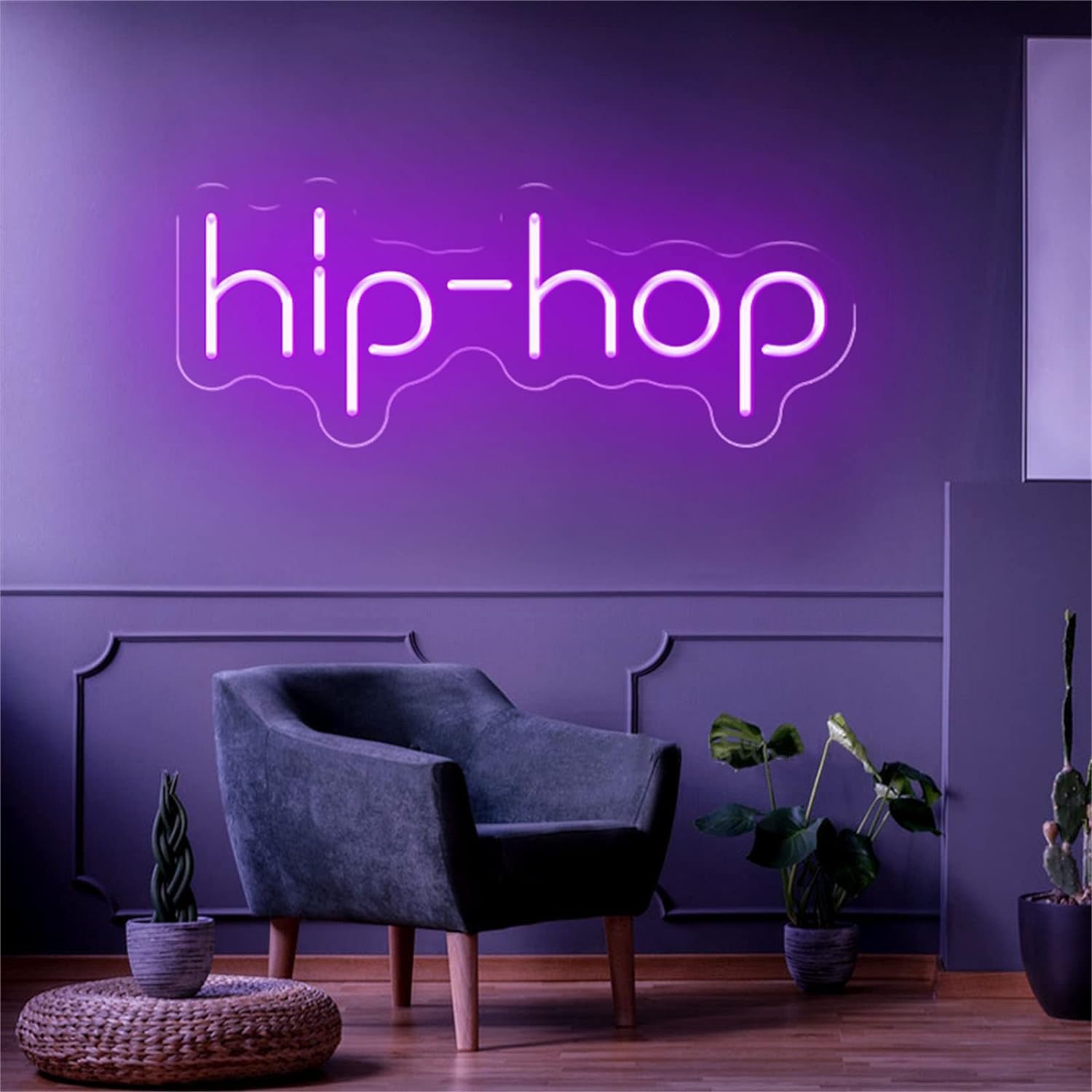 KIJyfgTR LED Neon Light Sign Hip-Hop Neon Signs, Party Bar Decor LED Neon Lights, Window Wall Hanging Night Lights Luminous Signboard, 40X16cm
