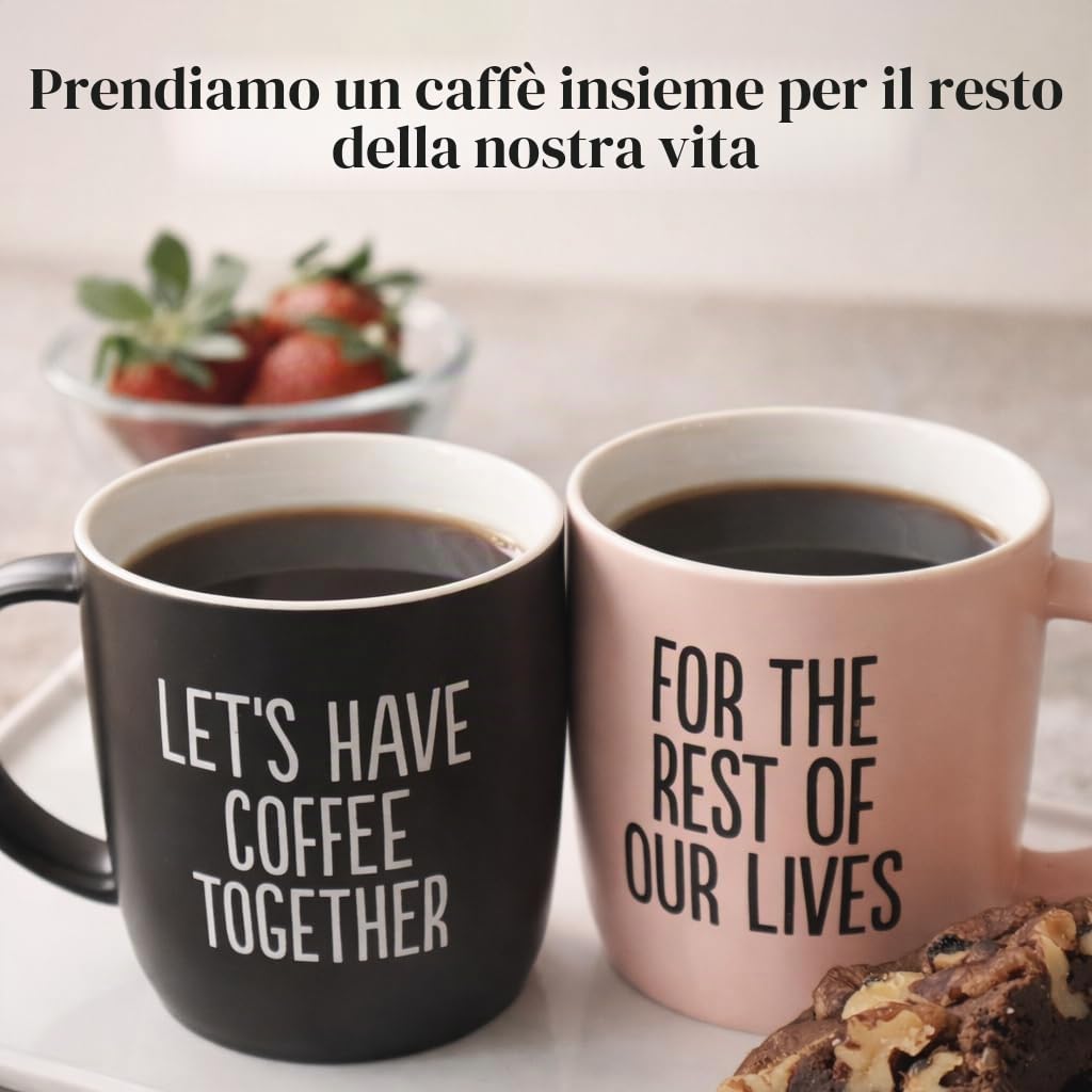 Triple Gifffted Set di tazze da caffè Lets Have Coffee Together, regalo di fidanzamento per coppie, sposi appena sposi addio al nubilato, lui e lei, Mr e Mrs, Natale, San Valentino, in ceramica, 380