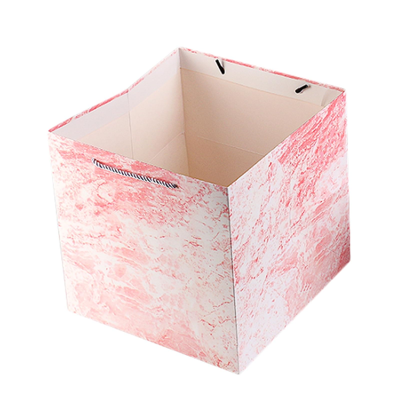 Paquete de 10 bolsas papel cuadradas mármol rosa premium, perfectas for regalos fiesta, cajas cumpleaños y compras elegantes(25 * 25 * 25cm)