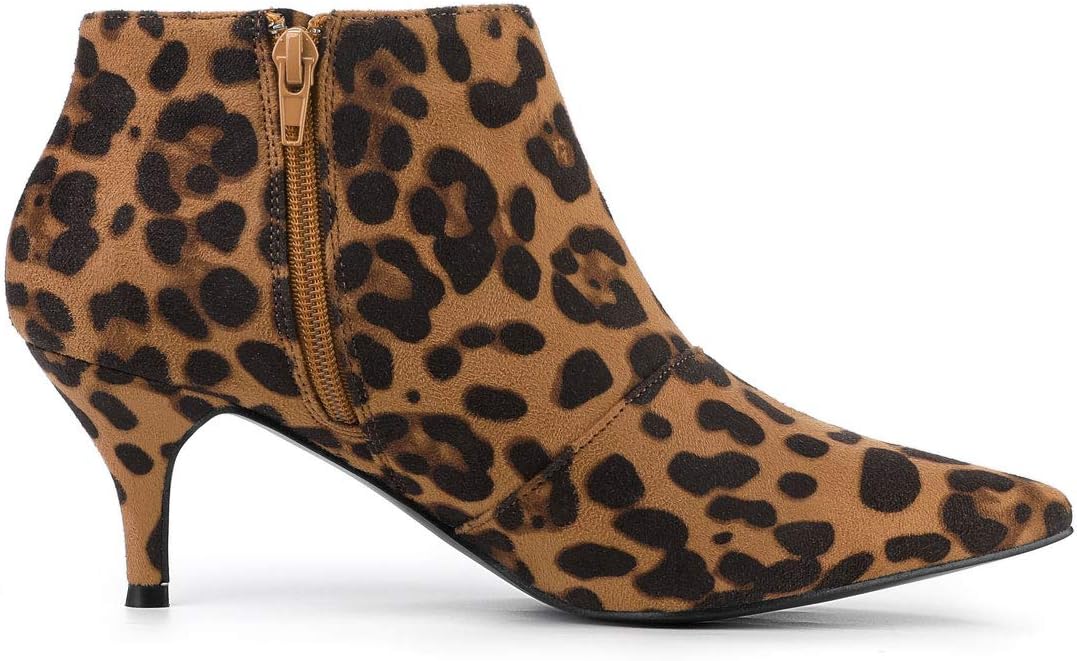 Allegra K Women's Pointed Toe Kitten Heel Cutout Ankle Boots