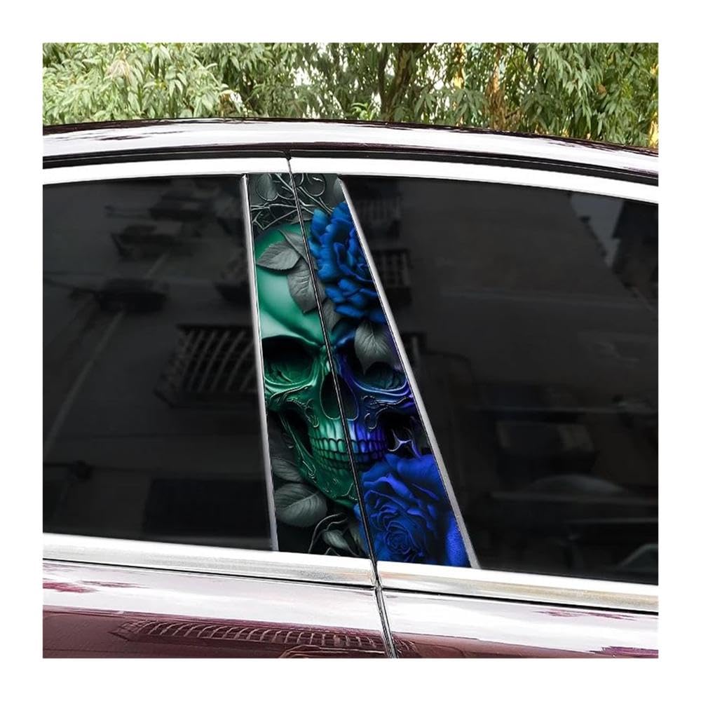 Body Parts 2PCS Car Center Pillar Waterproof Decals Horror Flame Skull Car B-Pillar Sticker DIY(J)