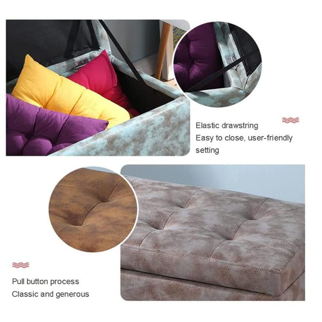 HUIMO Pouf Contenitore Trapuntato 129,5 Cm: Eleganza E Ordine Per La Tua Camera! - 3
