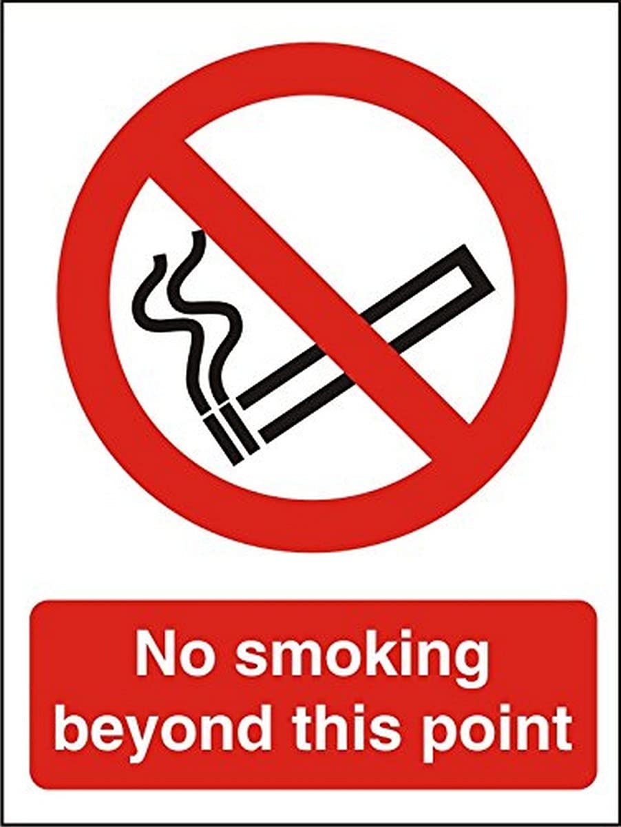 Seco No Smoking Beyond This Point Sign, A5-1mm Semi Rigid Plastic