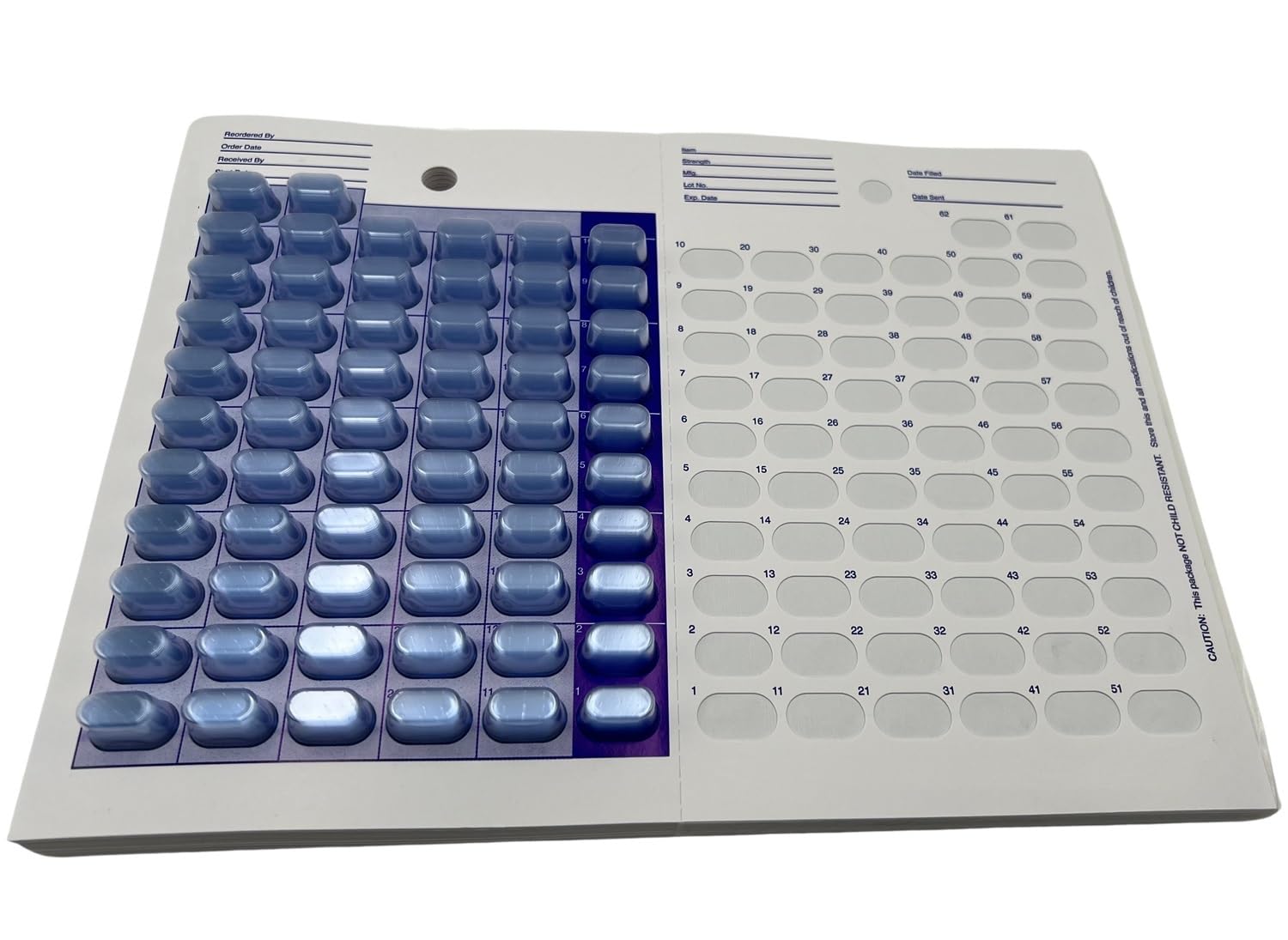Lot de 12 paquets de cartes jetables 62 jours deux mois pour médicaments, comprimés et vitamines