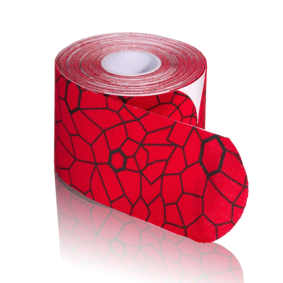 THERABAND Kinesiology Tape, Waterproof Physio Tape for Relief, Muscle & Joint Support, Standard Roll with XactStretch Application Indicators, 2" X 10" Strips, 20 Precut Strips, Hot Red/Black