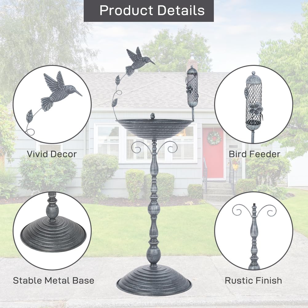 VEWOGARDEN Pedestal Bird Baths For Outdoors, 13 Dia