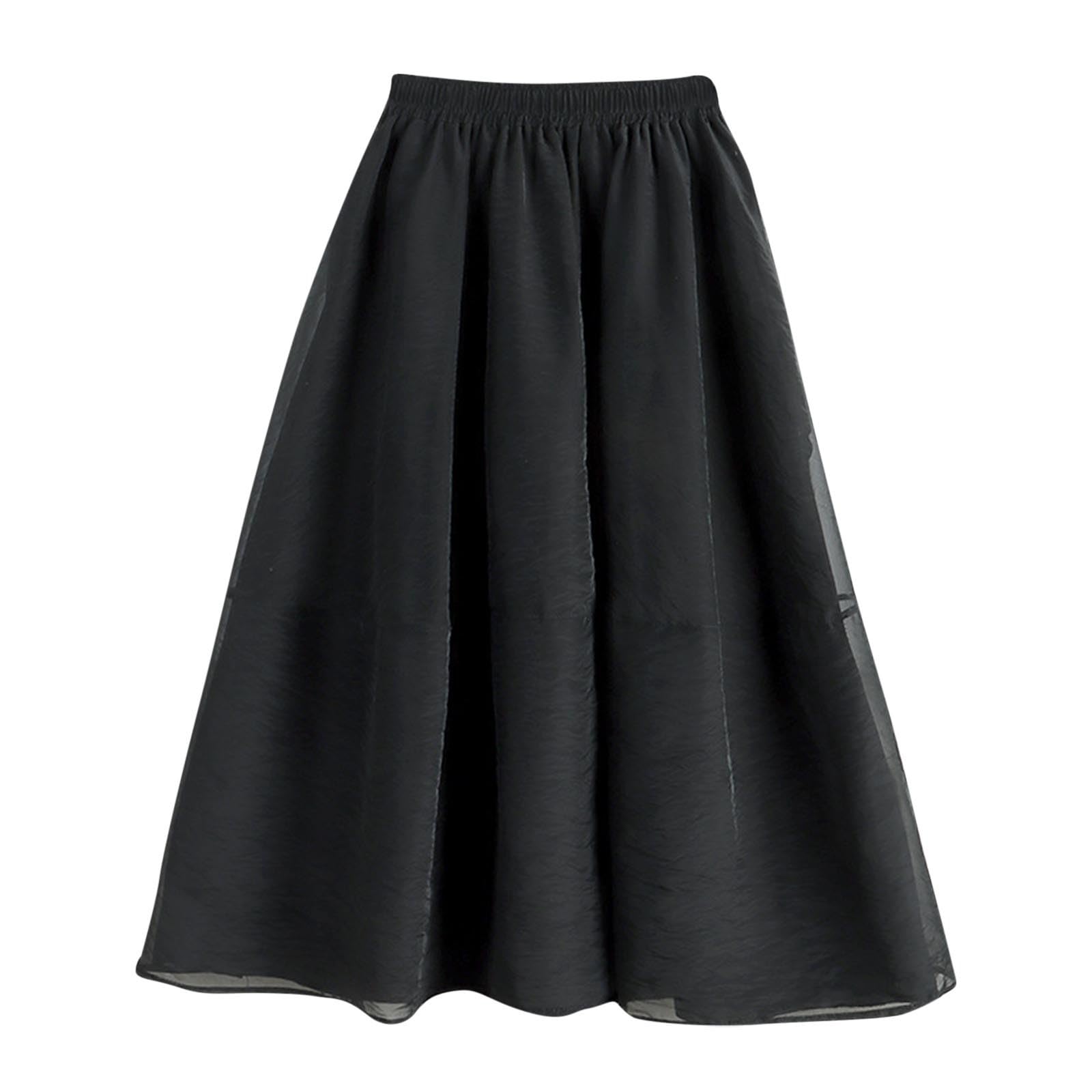 Womens Chiffon Flowy Maxi Skirts Boho Summer Elastic Waisted Pleated A Line Long Skirt 2025 Trendy Fairy Skirts